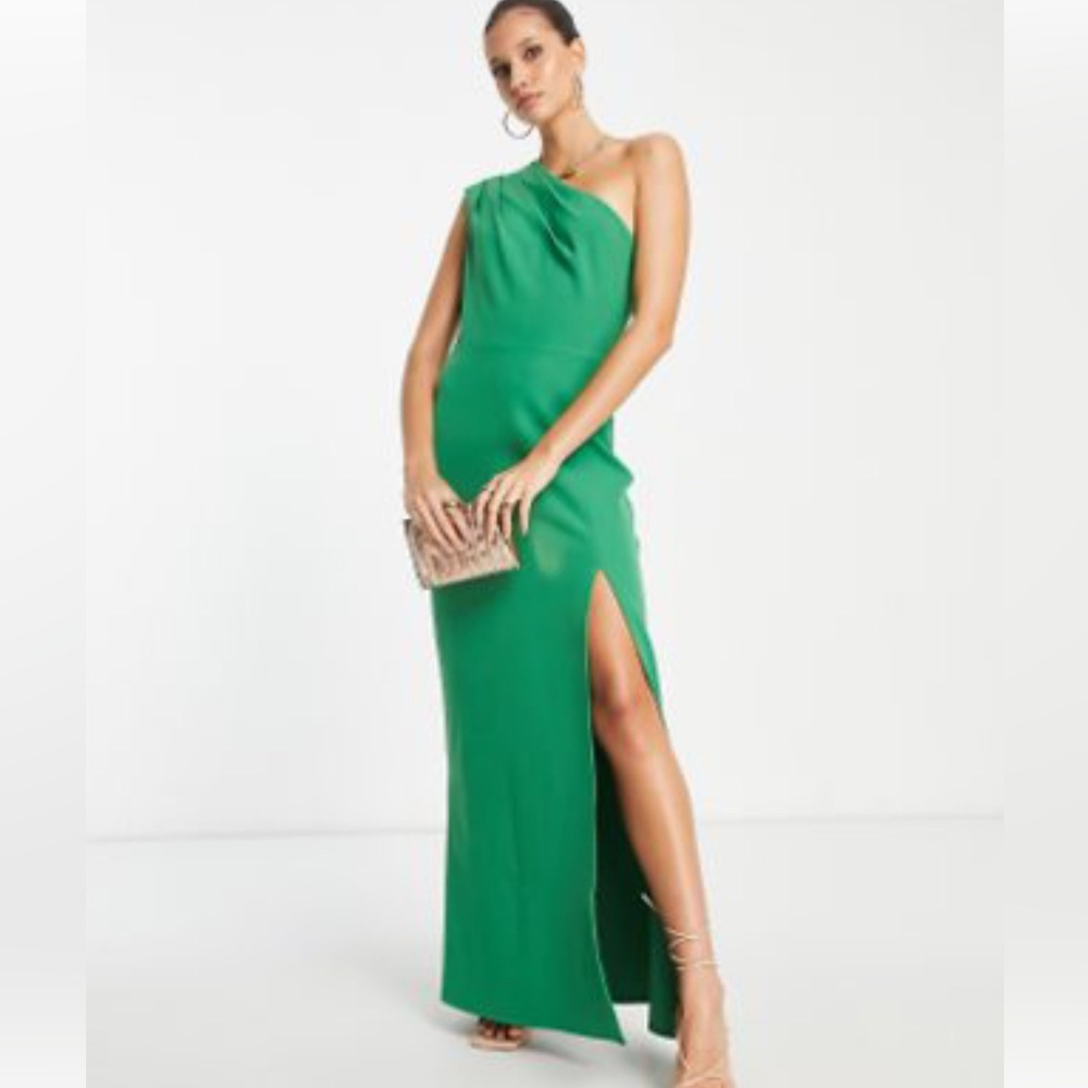 Elegant Green One-Shoulder Dress